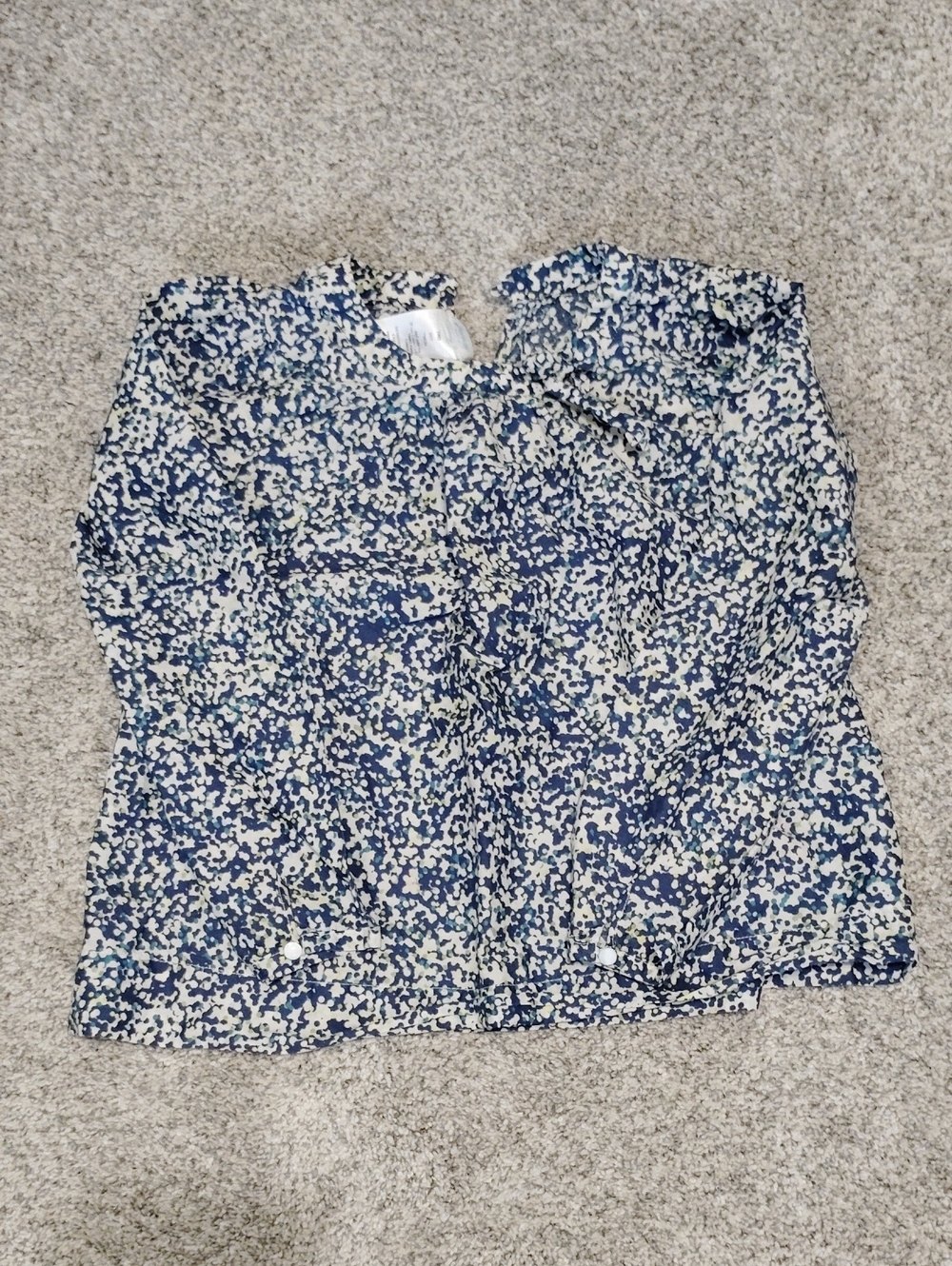 Jacadi Blue and White Floral Long-Sleeve Blouse